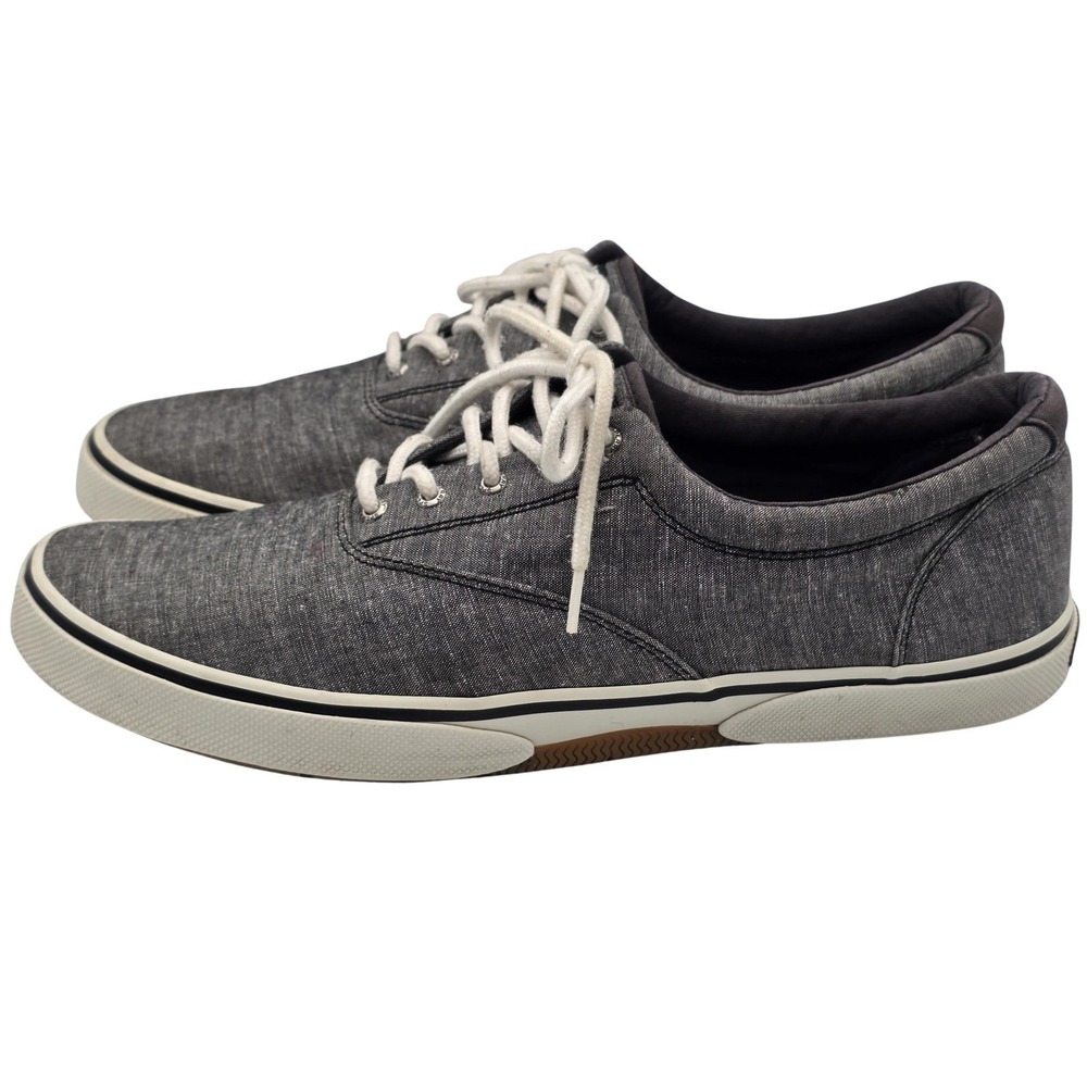 Sperry Top-Sider Shoes Mens 12 Gray Chambray Lace Up Memory Foam Casual STS18845